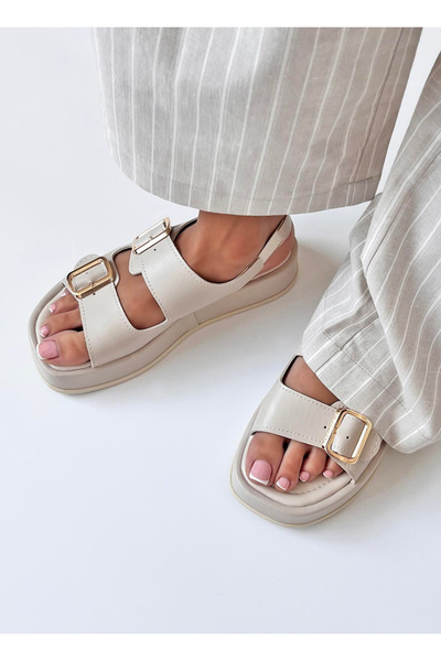 DUXAL SHOES Buckle Wedge Heeled Double Strap Women's Sandals