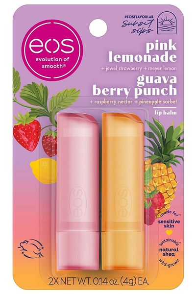 Eos 2 Pack Lip Balm - Pink Lemonade and Guava Berry Punch 2x4GR