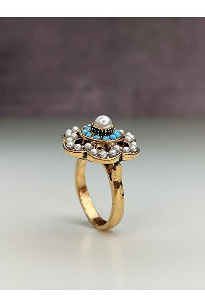 tasarımhikayecisi خاتم ماردين الأزرق المزين باللؤلؤ والأحجار الفيروزية