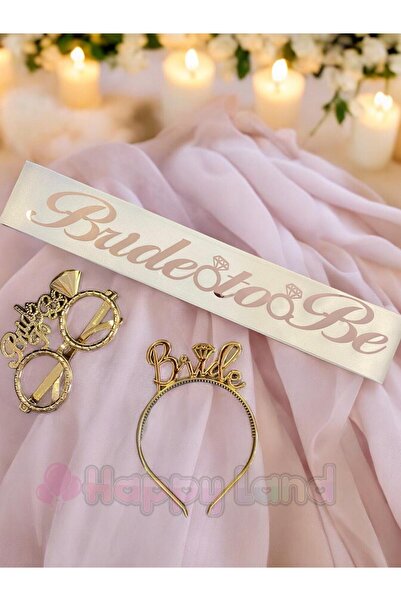 Happyland Bride To Be Kuşak Taç Gözlük Seti Rose Gold