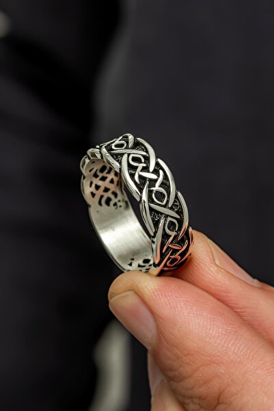 YÜZÜK SANATI Sarmaşık Örgü Gümüş Tek Alyans Yüzük