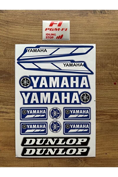 Phoenix YAMAHA DUNLOP MAVİ MOTORSİKLET KASK STİCKER ÇIKARTMA SETİ
