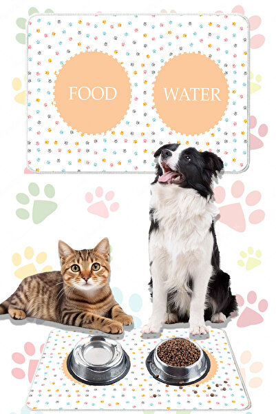 YTR HOME Dijital Baskılı Dekoratif Kedi Köpek Paspası Mama Paspası 40x60cm