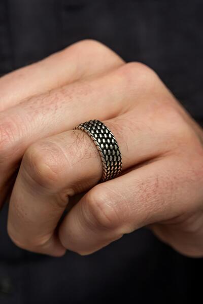 YÜZÜK SANATI Hasır Kordon Modeli Gümüş Tek Alyans Yüzük