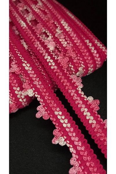 Ozpas 3m Embroidery Pink-White Edge Tape - 1.5cm