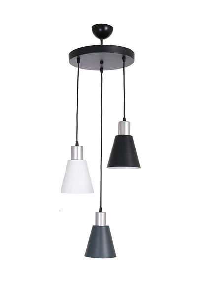 Fer Avize Trend Living Room Cafe Kitchen Gray Lampholder White Anthracite Black Color 3-Piece Chandelier