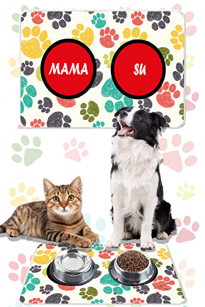 YTR HOME Dijital Baskılı Dekoratif Kedi Köpek Paspası Mama Paspası 40x60cm
