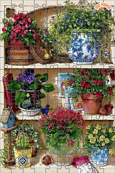 Teona Ahşap Çiçek Dolabı Dekoratif Çift Katlı Çerçeveli Asılabilir Ahşap Puzzle 150 PARÇA 20X30