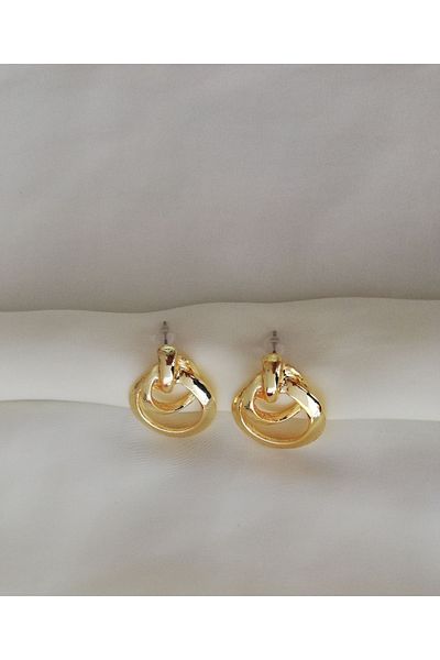 Judas Takı Gold Colored Hoop Model Women's Earrings
