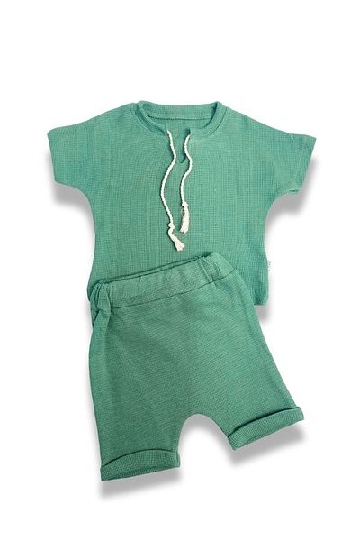 ADABEBEK Basic Baby Style Set - 2-Piece with Shorts, Tie Detail