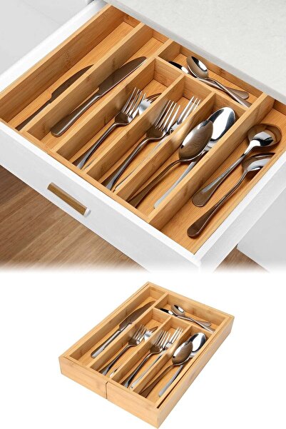 Binbirreyon Bambu Kaşıklık Çekmece Içi Genişleyebilir Antibakteriyel Bambu Ka...