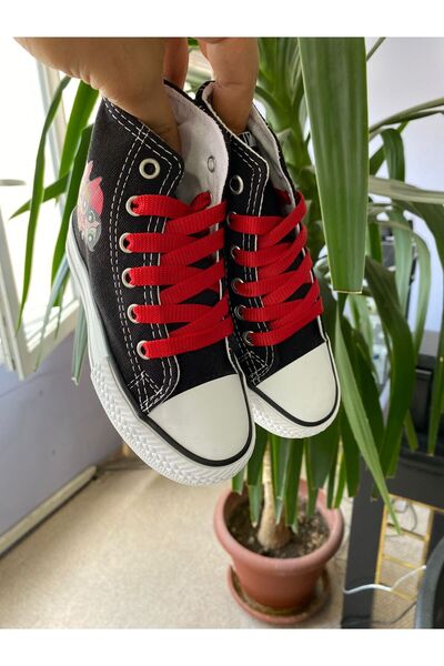 STARYOU STORE Powerpuff Girl Patterned Black Long Linen Casual Sneaker