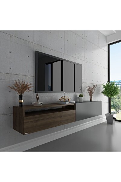 Myniture Home & Living Duvara Monte Tv Sehpası Ceviz Antrasit S6110-7