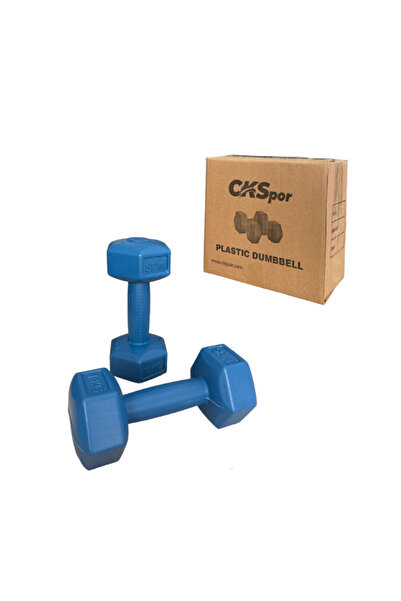 CKSpor 2'Li Dambıl Seti 1 kg X 2 Adet Plastik Dambıl Ağırlık Seti  Köşeli