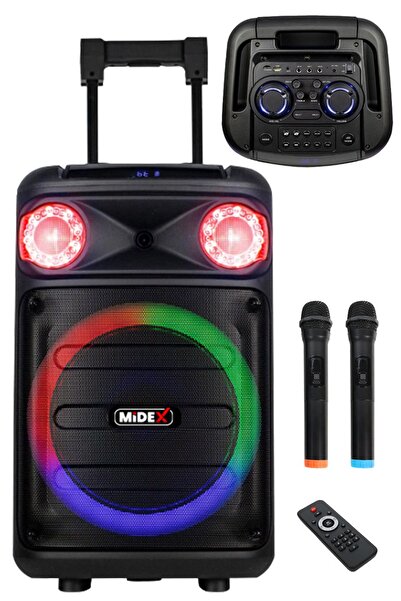 Midex 1100 Watt Mikrofonlu Karaoke Eğlence Işıklı Ses Sistemi Mxr-1100 (BLUETOOTH KAYIT USB ŞARJLI)