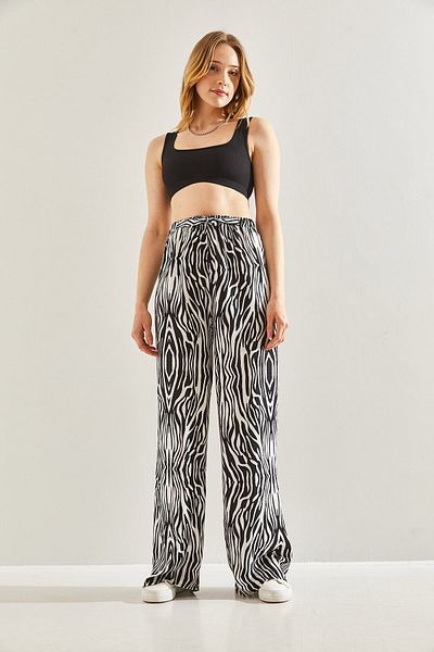 Bianco Lucci Multi Patterned Women's Trousers - Elastic Waist60241009
