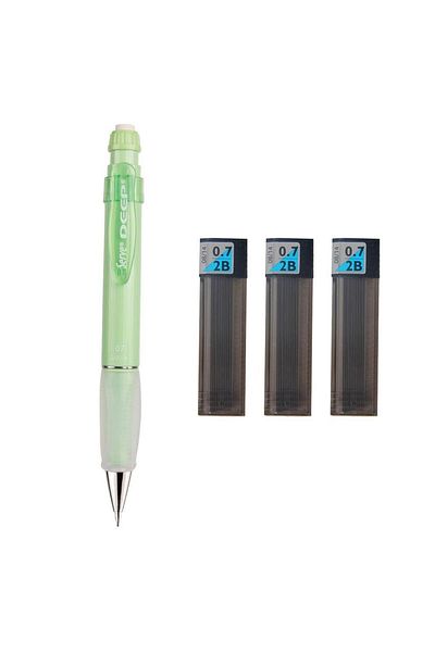 Serve Deep Mechanical Pencil Pastel Color 0.7 mm Apple Green + Tombow 0.7 mm 2b Nib 3 Pieces