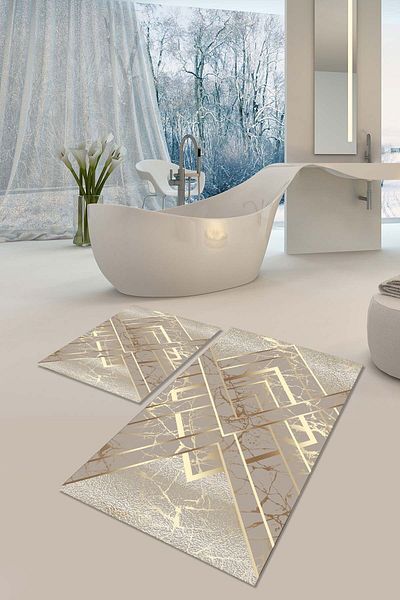 YTR HOME Ψηφιακό τυπωμένο διακοσμητικό σετ πατάκι μπάνιου