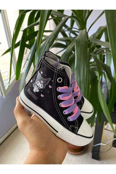 STARYOU STORE Long Top Black Kuromi Star and Heart Printed Casual Sport Sneaker