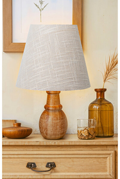 EFLIGHTDESIGN عاكس الضوء من خشب الجوز بلون كريمي - مصباح طاولة سرير وغرفة معي...