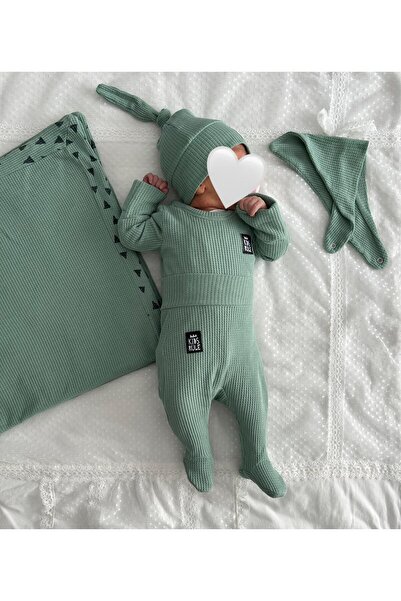 Minimus Yeni Doğan Bebek Takım Kendinden Eldivenli Badi Önlük Şapka Ve Patikl...