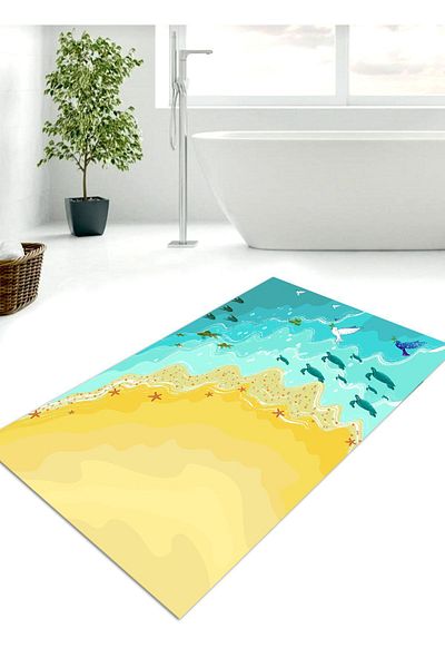 Ardizayn Sea Creatures, 80x120cm Αντιολισθητικό, Μη Χυμένο, Υφαντό Μοκέτα Μπάνιου, Χαλάκι Μπάνιου