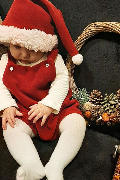 Shecco Babba Baby Christmas Shorts Jumpsuit Hat Set Fleece 0-3 Years Variant