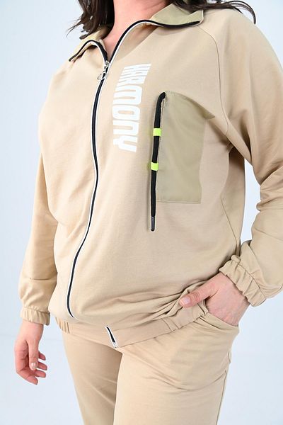 Koza Butik Γυναικείες φόρμες μεγάλου μεγέθους Harmony Print Λεπτομερές σετ φόρμας 8079-24