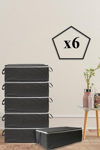 Nanteks 6 Pieces Quilted Patterned Underfloor Bag 60x40x22 (GREY)