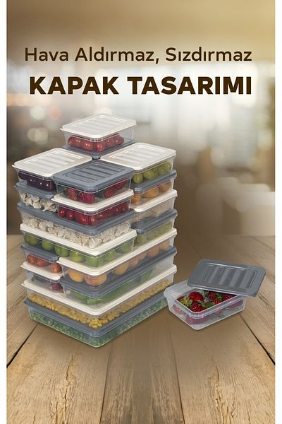Nesto Home 20Pcs Colorful Refrigerator Organizer Freezer and Microwave Storage Container 2X2400 4X1200 4X1170 10X600 ml