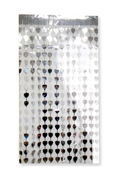 ELITETIME Metalize Kalpli Kapı Perdesi Kapı Banner Fon Süsü Gümüş