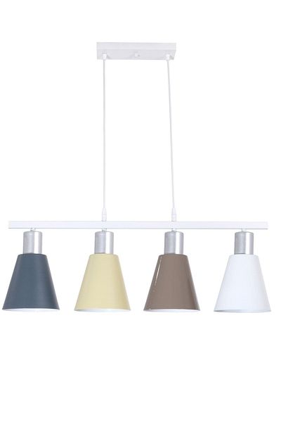 Fer Avize Trendy Modern Design Cafe Kitchen Living Room Anthracite Cream Brown White Color Row 4-Piece Chandelier