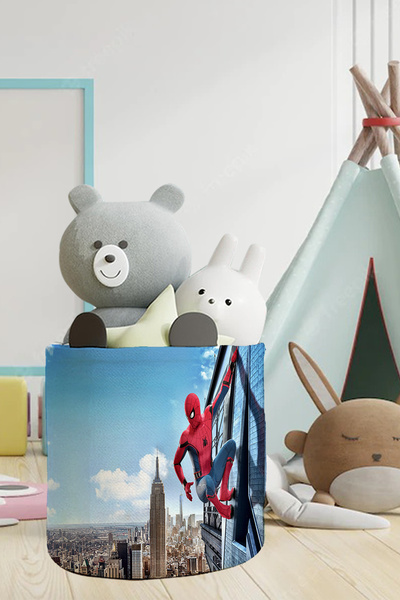 Talia Home سلة تنظيم للأطفال والرضع بتصميم سبايدرمان للُعَب والغسيل المتسخ - ...