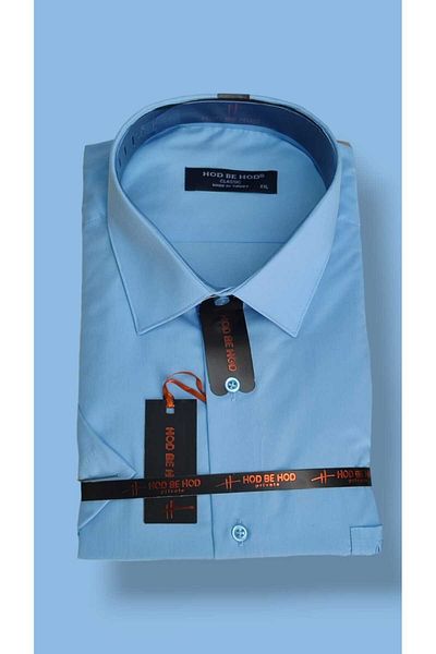 hodbehod Cămașă Battal cu mânecă scurtă și buzunare uni Dacron Daddy - 2XL, 3XL, 4XL (Produs de calitate superioară)