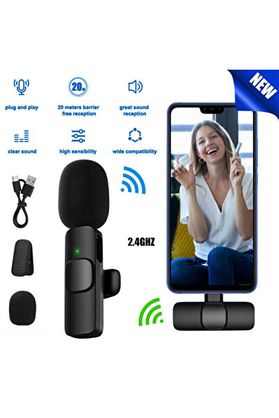 bbtech iPhone ile Uyumlu Lightning Kablosuz Mini Yaka Mikrofonu