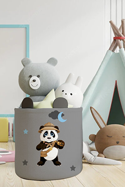 Talia Home Γκρι οργανωτής παιδικού και βρεφικού δωματίου με σχέδια Panda - Κα...
