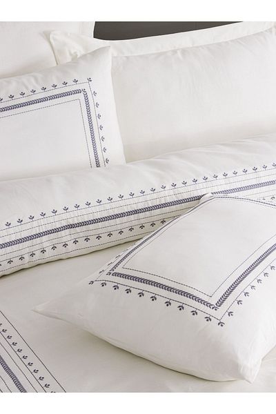 shi Lotus 100% Cotton Satin Embroidered Duvet Cover Set | Double | 6 Pieces | Boxed Dowry Set