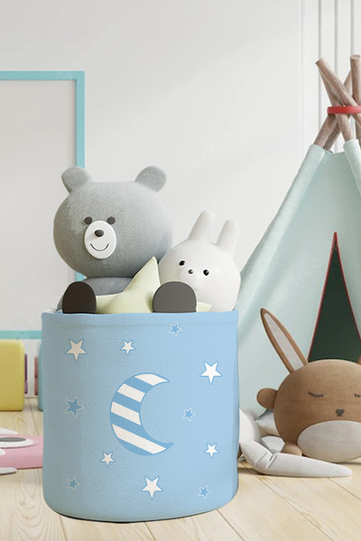 Talia Home غرفة الأطفال والرضع بنمط السماء - لعبة وسلة متسخة TLAS-152