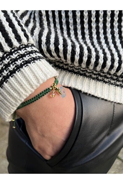 Black Beads Accessory Taşlı Makrome Bileklik