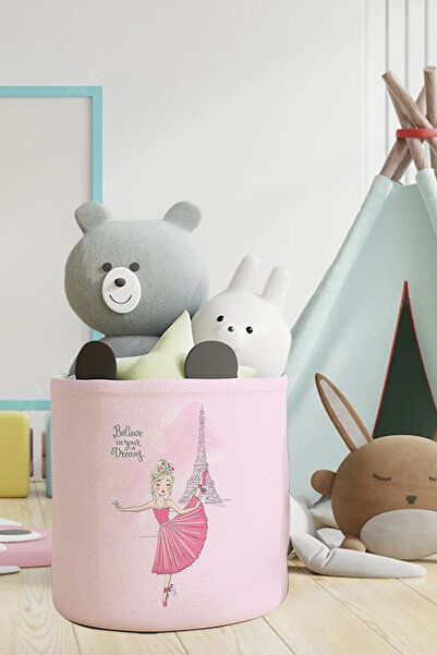 Talia Home Turnul Eiffel din Paris roz - Organizator pentru cameră pentru copii și bebeluși, coș pentru jucării și gunoi TLAS-159
