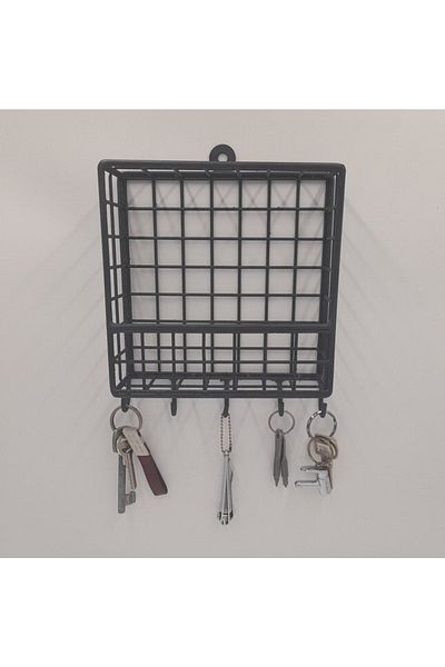 GO DEKOR New Model Cute Medium Size Wall Keychain Rack with 5 Hooks - 17x17x5