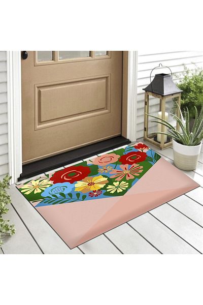 Ardizayn Flower Motif, Decorative, Dowry, Washable Door Mat - 50x80cm