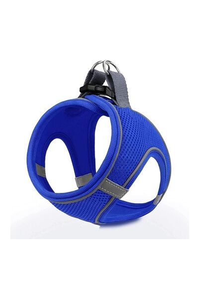 Genel Markalar Mita Air Mesh Kedi Köpek Göğüs Tasması Çift Reflektörlü, Terletmeyen Saks Mavisi / blue 3xs