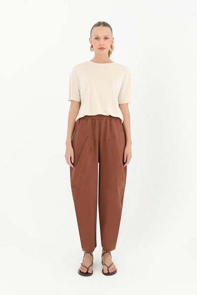 Puane Organic Cotton and Cross Parachute Fabric Detailed Shalwar Trousers 18158