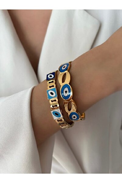 İNN JEWELLERY الصلب البيضاوي عين الشر أحسب سوار تكبيل