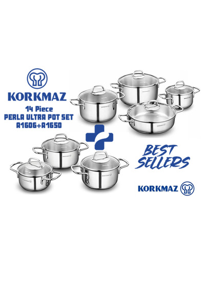 KORKMAZ PERLA 14 PARÇA ULTRA Tencere Seti - A1606 ve A1650