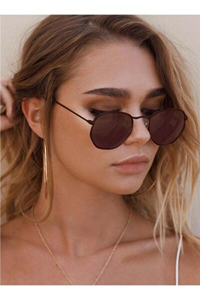 KAMPANİX YENİ SEZON KAHVERENGİ ÇERÇEVE BEŞGEN TREND FIRSAT UNİSEX POLARİZE LE...