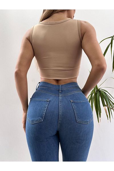 Butik Karaca Тениска с къс ръкав, бюстие, плетена, къса, дамска, компресионна, от ликра