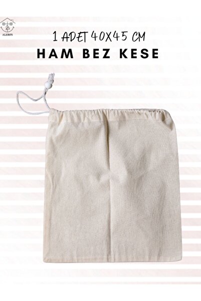 ALERSS 40x45 Cm 1 Adet Hambez Kese - Kiloluk Bakliyat Meyve Sebze Erişte Saklama Ham Bez Kese