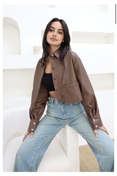 Gönen Passage DERİ GÖMLEK CEP DETAYLI MİNİ YOUNG TARZ DERİ GÖMLEK